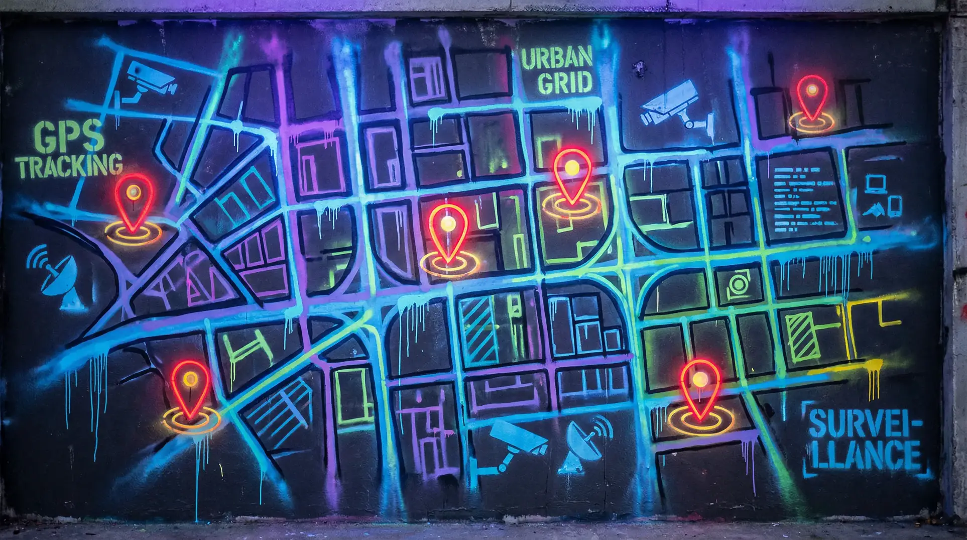 飞轮海成员 狗仔追踪地图 - 城市涂鸦风格